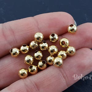 Gold Ball Beads, 6mm Ball Spacer Beads, Round Gold Beads, 10pc