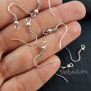 Antique Silver Plated Earring Hooks, Silver Earring Blanks, Fish Hook Earwires, Silver Ear Wire, Thin Hooks, French Hook Earrings, 12 Pc