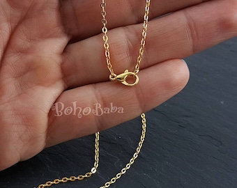 Catena d'oro con chiusura a moschettone, catena di collana pronta placcata in oro, catena di collana d'oro delicata, catena di collana finita, collana pronta da indossare