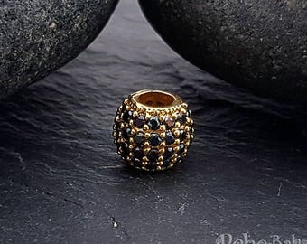Cuentas micropavé de oro, cuentas espaciadoras de diamantes de imitación, cuentas de bolas Shamballa, cuentas de circonita