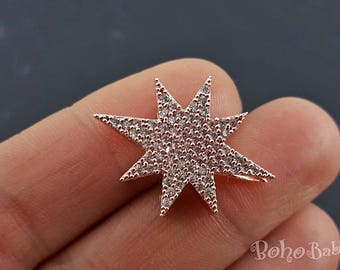 North Star Charms, North Star Bracelet, North Star Necklace, Rose Gold North Star, Zircon North Star, Dainty North Star, Pave North Star