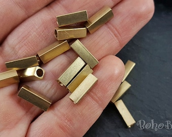 Square Tube Bead, Spacer Tubes, (4x12mm), Raw Brass Square Tube, Plain Tube Bead, Tube Spacer, Jewelry Supplies, Solid Brass Findings, 10 Pc
