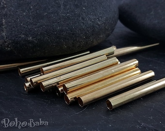 Raw Brass Tube Beads (4x35mm): Jewelry Making Supplies, 15 Pcs
