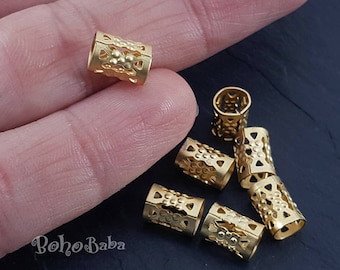 rondelle beads 2pc gold cylinder beads unique filigree findings barrel beads gold focal beads filigree tube beads gold tube pendant