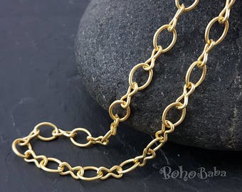 Large Gold Chain, Gold Link Chain, 1 Meter, Unsoldered Link, Gold Chain Findings, Gold Cable Chain, Large Gold Chain