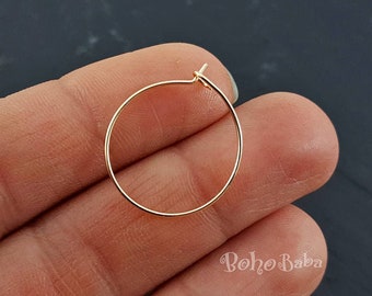 Gold Earring Hoops, 20mm, Gold Earring Hoop Blanks, Gold Round Ear Wire, Circle Earring Blanks, 6 Pc