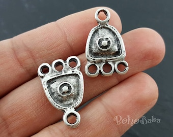 Connecteur multibrins, Accessoires de bijoux tribaux, Boucles multiples en argent, Composant de boucle d'oreille lustre, Accessoires de boucles d'oreilles, Accessoires ethniques, 4 pièces