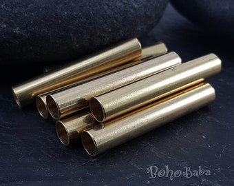 Large Tube Beads, Spacer Tubes, (6x35mm), Raw Brass Tubes, Plain Tube Bead, Tube Bead Spacers, Jewelry Supplies, Brass Findings, 8 Pc