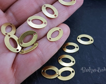 Brass Oval Connectors, Brass Hoop Charms, Loop Oval Connectors, Geometric Jewelry, Raw Brass Findings, 50 Pc