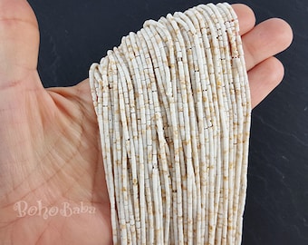 Afghan Beads, Ethnic Beads, White-Cream Seed Beads, Tube Beads, Gemstone Beads, Tribal Beads, Heishi Beads, Loose Beads, Semiprecious Beads