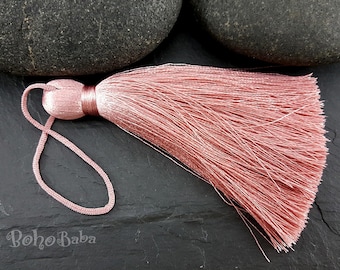 Borla rosa, borla grande, borla de seda, borla de hilo, accesorios para borlas colgantes, collar con borlas, suministros de joyería, joyería con borlas, 1 pieza