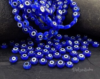 6mm Rhodium Plated Evil Eye Spacers 6mm Rhodium Plated Evil Eye Beads 5 Pcs in a Pack
