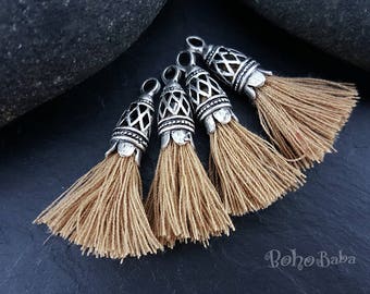 Purple Cotton Tassel Tassel Bracelet Antique Silver Plated Cap Mini Cotton Tassel 4pc Tassel Earrings Tassel Necklace Tassel Findings