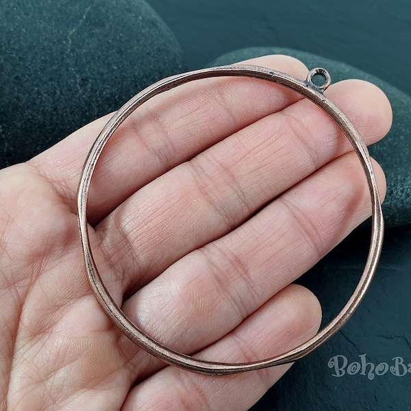 Circle Pendant, Large Earring Hoops, Circle Link, Copper Hoop Pendant, Large Loop Connector, Large Closed Ring