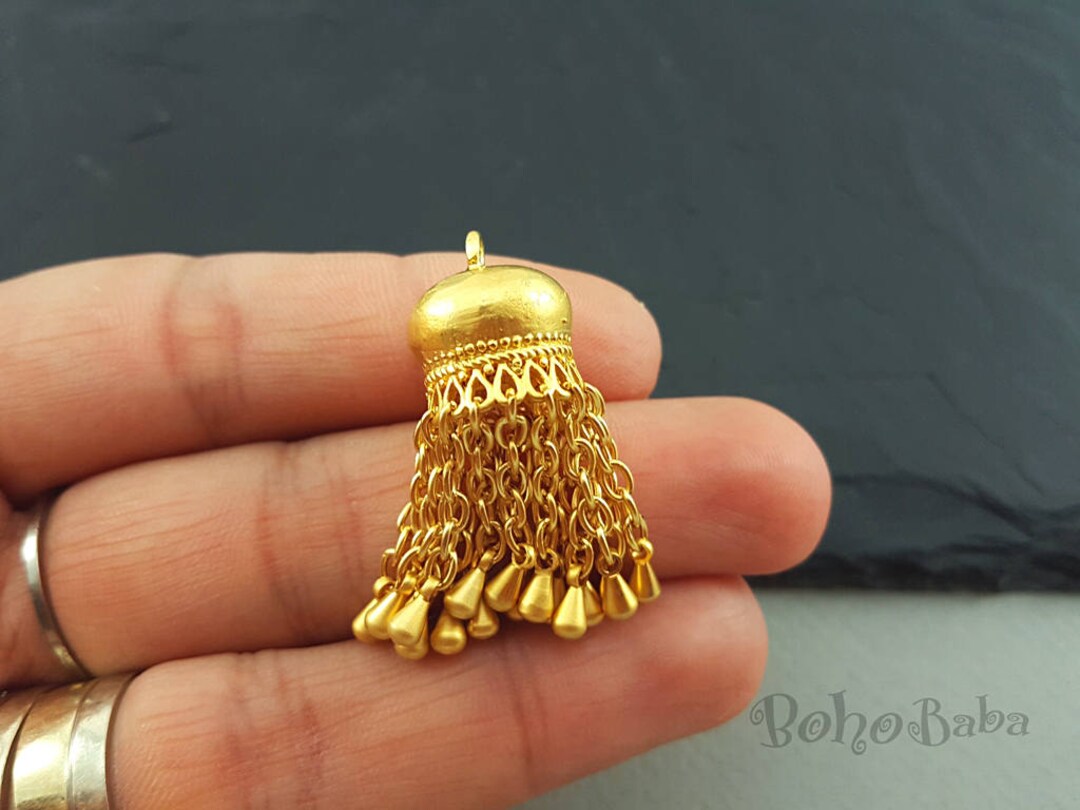 Mini Gold Tassel, Gold Plated Gold Chain Tassel, Tassel Necklace With