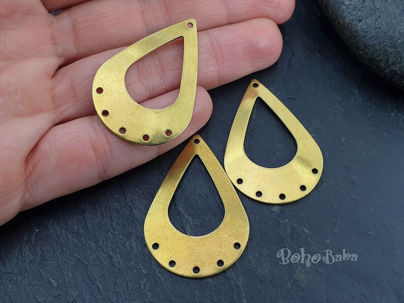 Chandelier Earrings Brass Findings Large Teardrop Earrings Blanks 4 Pc Earring Charms Teardrop Pendant Brass Teardrop Connector Charms