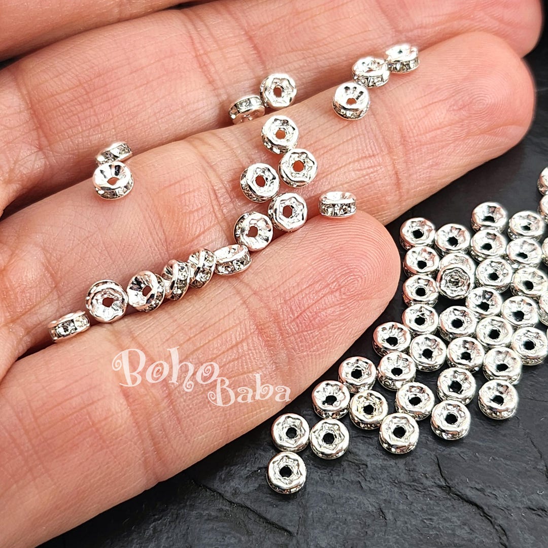 100 Perline Distanziatrici Cristallo Trasparente 6 Mm Placcate - Foto 8