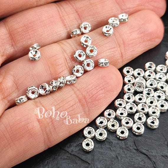 Perline Distanziatrici 50/100 Pezzi 4 6 8 10 Mm Strass Rondelle - Foto 14