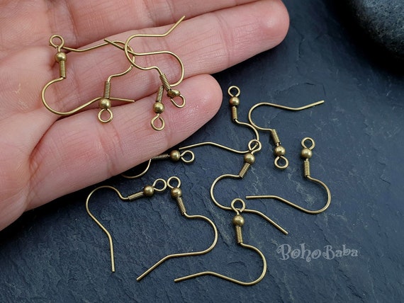 Raw Brass Earring Hooks, Brass Hook Earrings, Brass Earring Blanks, Fish  Hook Ear Wires, Brass Ear Wire, Thin Hook Earrings, 50 Pc 