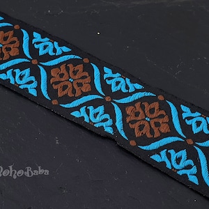 刺繍織りリボン、エスニックリボン、ジャカードトリム、ジャカードリボン、幅広トリム、32 mm幅の花柄リボン、1メートル - 1.09ヤード