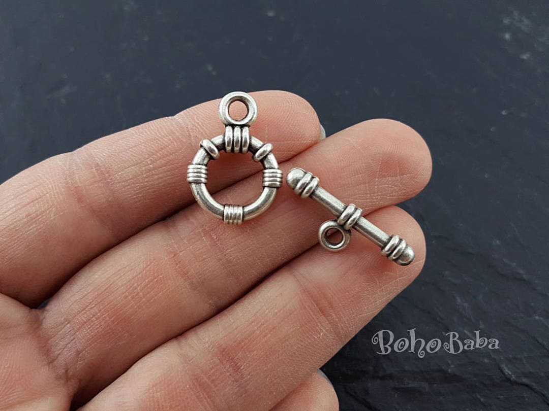 Lot De Fermoirs à Bascule Argent 925 - 2 Ensembles (4 Pièces) - 16x12mm Et 21x6mm