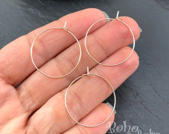 Gold Earring Hoops, 25mm, Gold Ear Wires, Gold Earring Blanks, Circle Round Earring Loops, 6 Pc