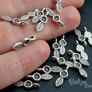 Mini Leaf Charms, Tribal Leaf Charms, Silver Leaf Charms, Silver Charms, Silver Leaf, Rustic Leaf, Silver Jewelry, 20 pc