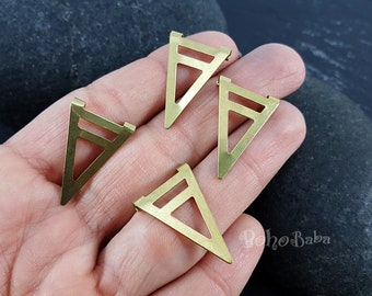 Raw Brass Triangle Pendants, Geometric Earring Charms, 20 pc (17x25mm)