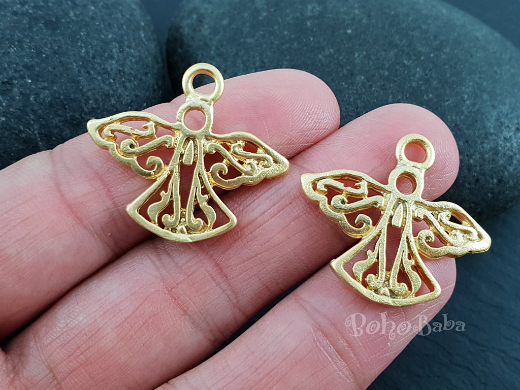 Gold Angel Charms Angel Pendants Mini Gold Charms Gold Etsy