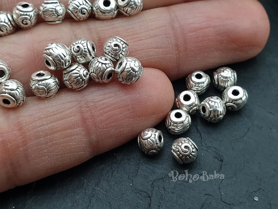 Silver Spacer Beads, Ball Spacer Beads, Round Beads, Mala Beads, Silver  Ball Beads, Tribal Spacer Beads, Tibetan Jewelry, Bali Beads, 20 Pc