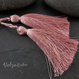 Rose Pink Tassel, Silk Tassel, Thread Tassel, Tassel Findings, Tassel Necklace, Jewelry Supplies, Tassel Jewelry, 2pc