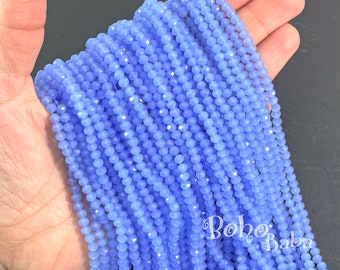 Fili di perline Rondelle di cristallo sfaccettato da 4 mm, perline di cristallo blu pervinca opaco