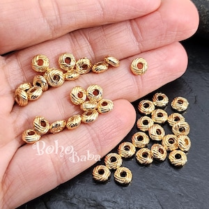 Shiny Gold Plated Rondelle Spacer Beads, Saucer Spacer Beads, Round Jewelry Bead Spacers, 20 Pc