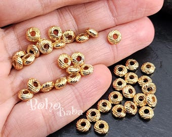 Shiny Gold Plated Rondelle Spacer Beads, Saucer Spacer Beads, Round Jewelry Bead Spacers, 20 Pc