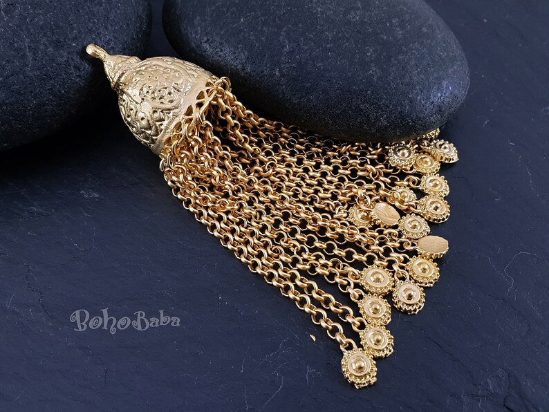 Gold Chain Tassel Gold Tassel Gold Tassel Necklace With Mini Etsy Denmark