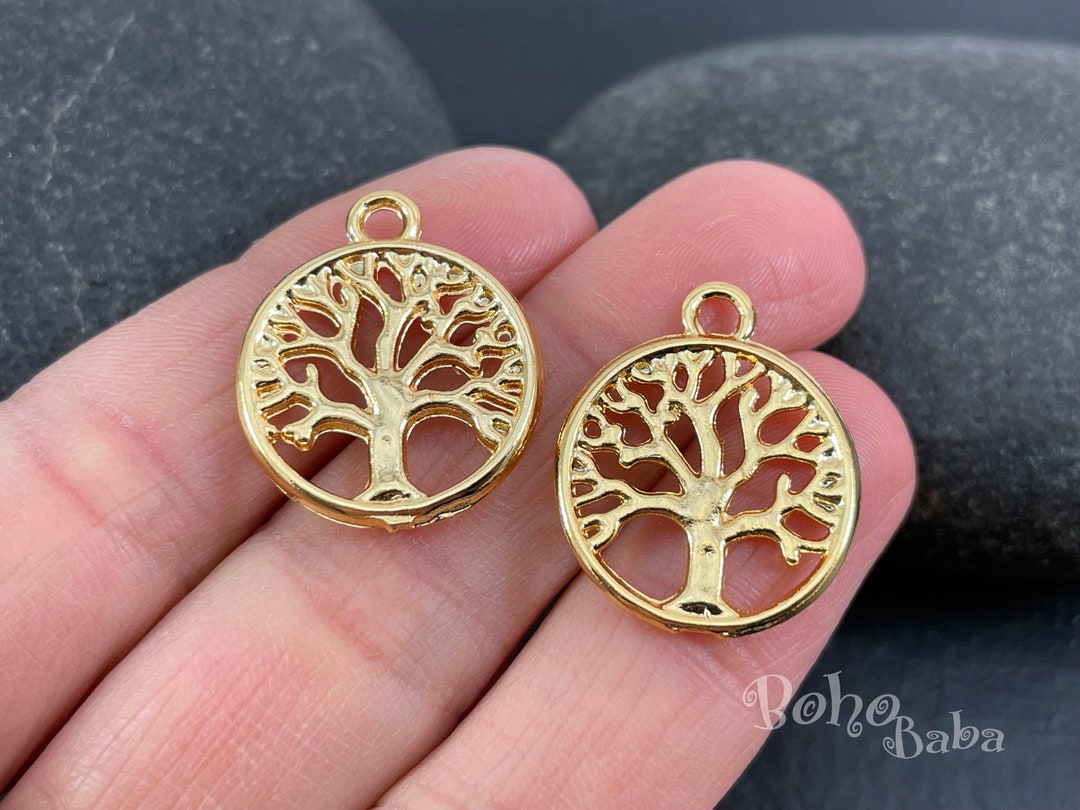 Shiny Gold Plated Tree Charms, Gold Tree of Life Charms, 5 Pc - Etsy