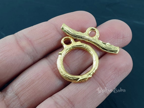 Large Gold Toggle Clasp Set, Gold Necklace Clasp Findings, Ring T-Bar  Clasp, Gold Jewelry