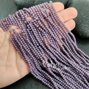 2mm Faceted Crystal Rondelle Bead Strands, Opaque Purple Crystal Beads