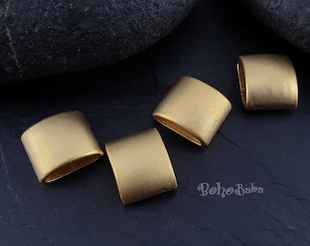 Large Gold Beads, Gold Tube Beads, Large Hole Beads, Licorice Bracelet Beads, Gold Bracelet Findings, 2 Pc