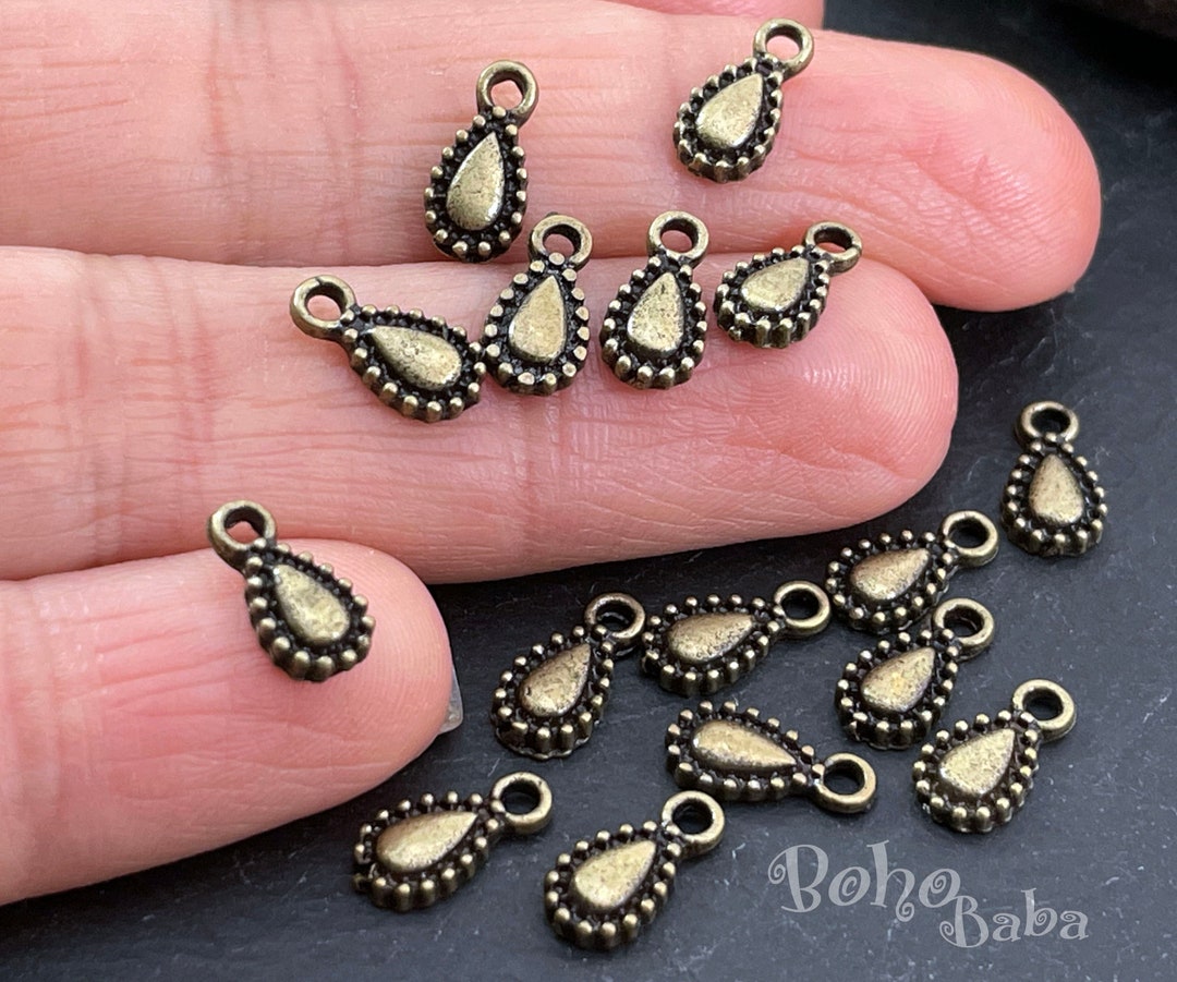 Tiny Bronze Drop Charms Mini Bronze Beading Charms Bronze Etsy