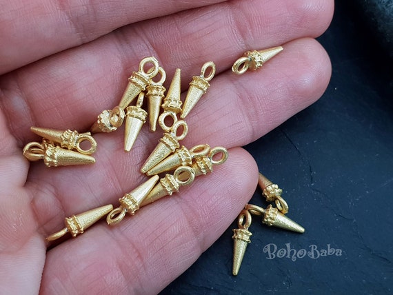 Gold Spike Charms Mini Gold Charms 