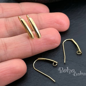 Gold Plated Earring Hooks, Gold Earring Wires, Gold Earring Blanks with Open Loop