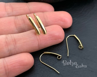 Ganchos para pendientes chapados en oro, alambres para pendientes de oro, bases para pendientes de oro con aro abierto