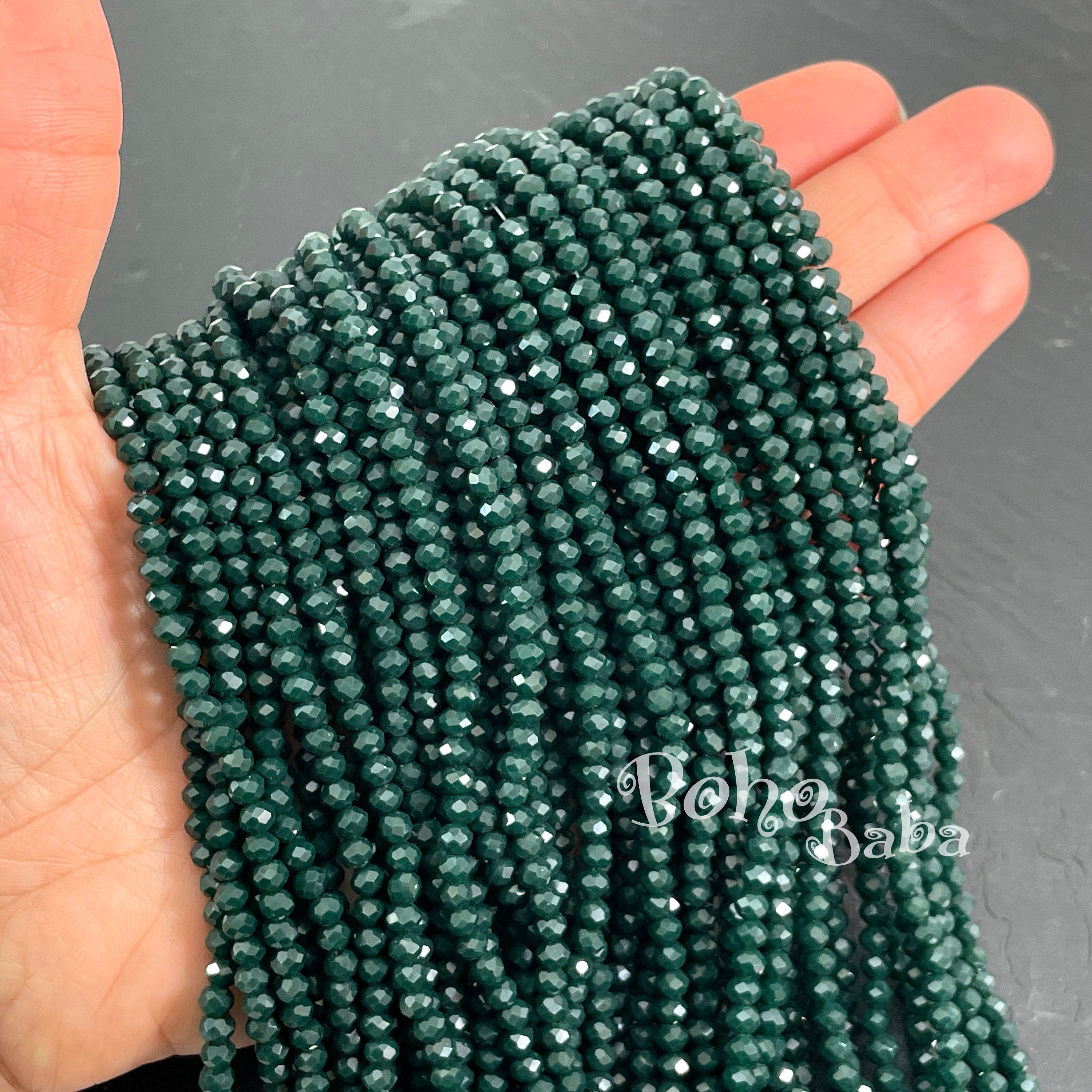 4 mm ファセット クリスタル ロンデル ビーズ ストランド、不透明
