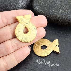 Matte Gold Plated Tribal Knot Pendant, Gold Spiral Pendant, Gold Hoop Charm, 1Pc