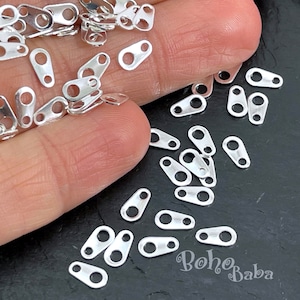 Silver Plated Brass Chain Tabs, Chain Extender Connectors, Necklace Chain Tabs