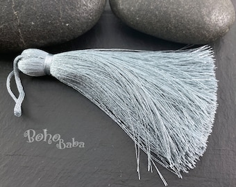 Light Gray Silk Tassel, Large Silk Tassel, Thread Tassel, Tassel Findings, Tassel Pendant, Tassel Jewelry, 1pc