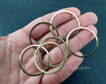 Raw Brass Circle Connectors, Hoop Charms, Closed Round Loop Rings, Metal Links, 20 Pc