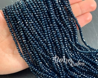 Fili di perline rondelle di cristallo sfaccettate da 3 mm, perline di cristallo blu navy opaco