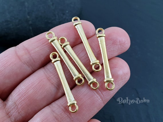 Gold Bar Connector, Bar Link Connector, Bar Jewelry Findings, Flat Stick  Connector, Gold Bar Jewelry Component, 4 Pc